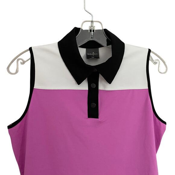 BELYN KEY White Iris Black Colorblock Sleeveless Golf Shirt - Iris M - Picture 3 of 10